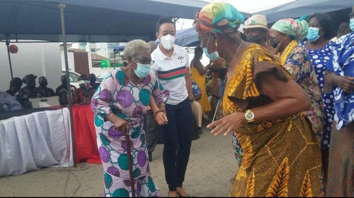 Dr Zanetor Rawlings showers the aged in her constituency with gifts