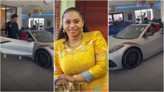 Adwoa Safo’s son cruises in a convertible Lamborghini on his birthday [watch]