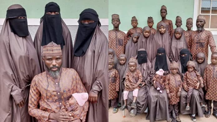 Muslim man causes stir he poses with wives and 19 kids on Eid